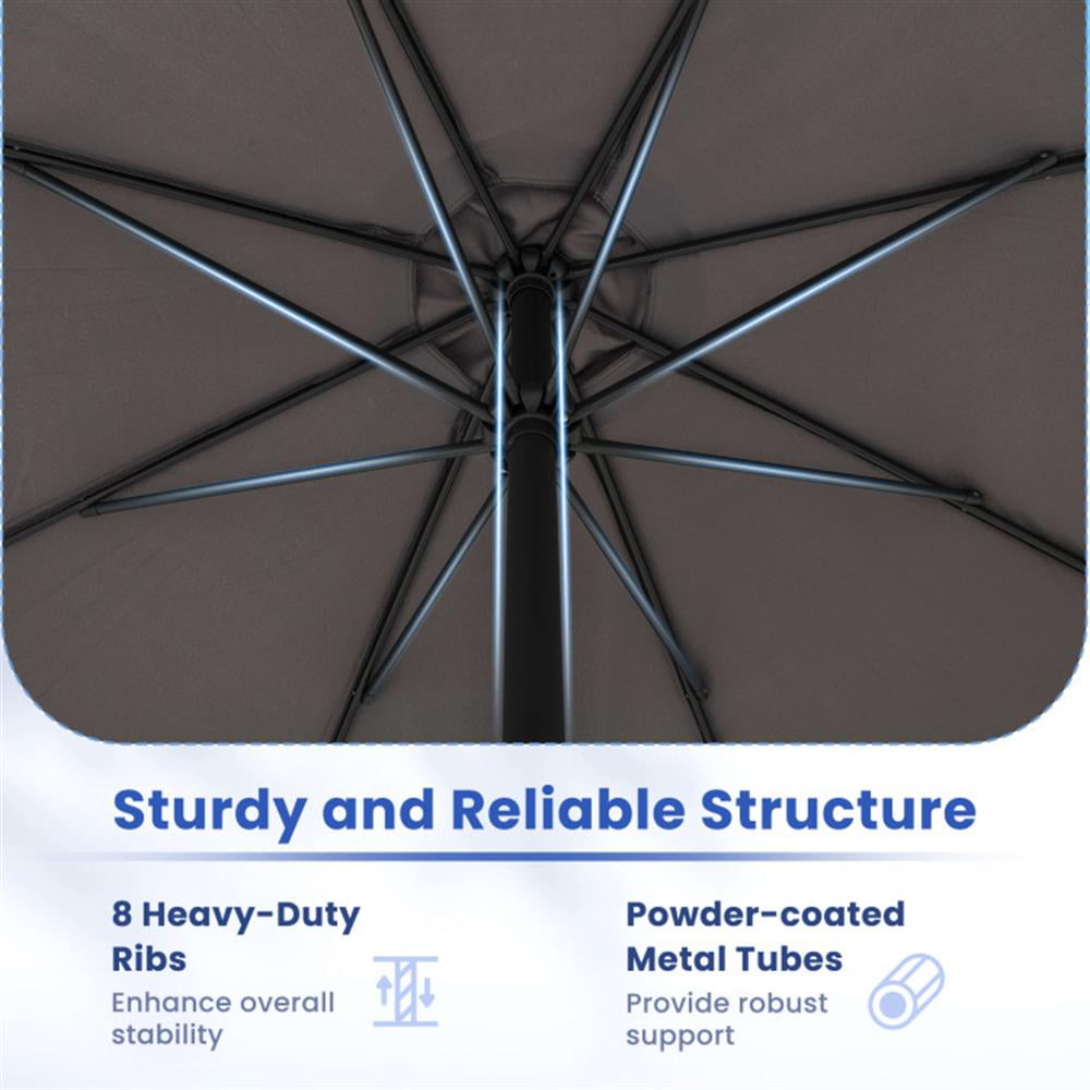 Resenkos Outdoor Garden Umbrella,Market Umbrella,12 Feet Patio Umbrella with Crank Handle and 8 Sturdy Ribs-Gray