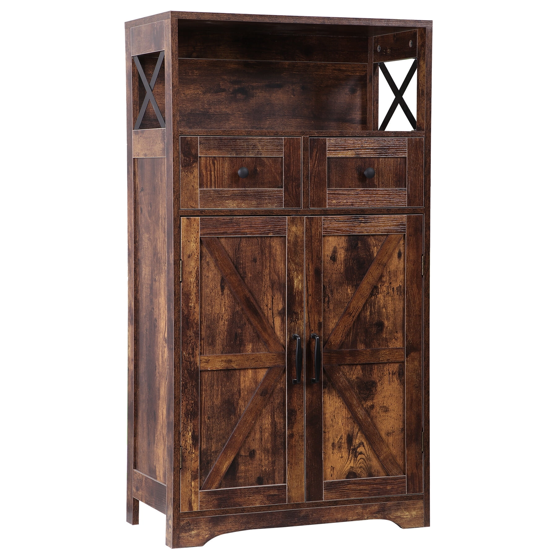 ZENSTYLE Storage Cabinet with 2 Drawers Durable Storage Organizer Floor Cupboard Home Decor Brown