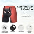 thumbnail image 5 of Lsque Mens Swim Trunks Cute Black Kitten Cartoon Pattern - Bathing Suit Compression Liner - Beach Swim Shorts Swimwear - (S-3XL) - Stretch Quick Dry -, 5 of 9