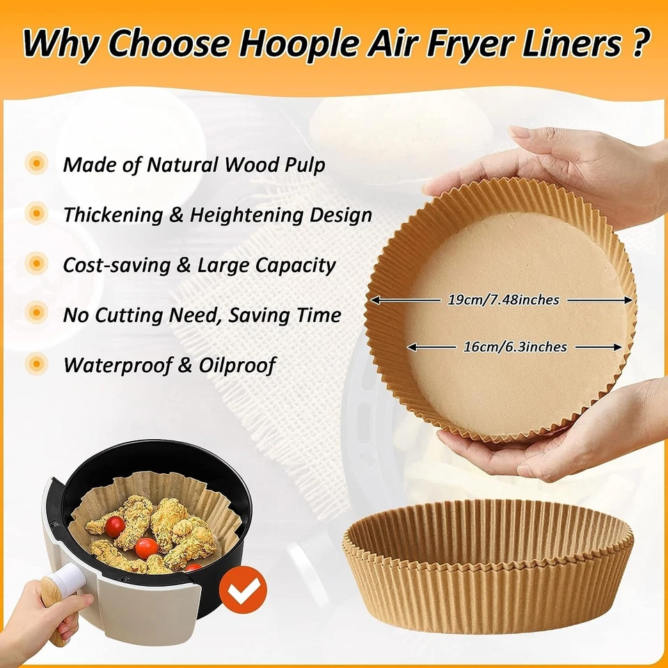 100Pcs Disposable Air Fryer Liners For Air Fryer Microwave Ovens Steamer 2-5 Qt
