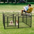 thumbnail image 3 of Jopath 24" 8 Panels Metal Dog Pen, Pet Dog Fence Outdoor Foldable Exercise Pen Heavy Duty Dog Fence Puppy Pen with Doors for Large Medium Small Dogs Black, 3 of 10