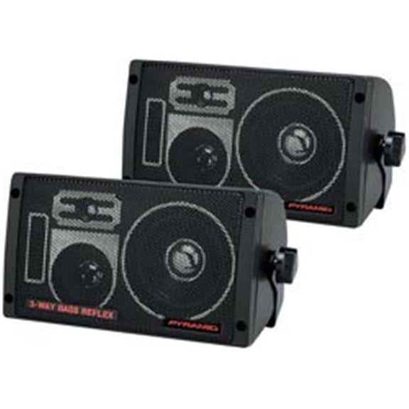 Pyramid 2060 300W 3-Way Car Audio Mini Box Speakers Indoor Stereo System (Pair)