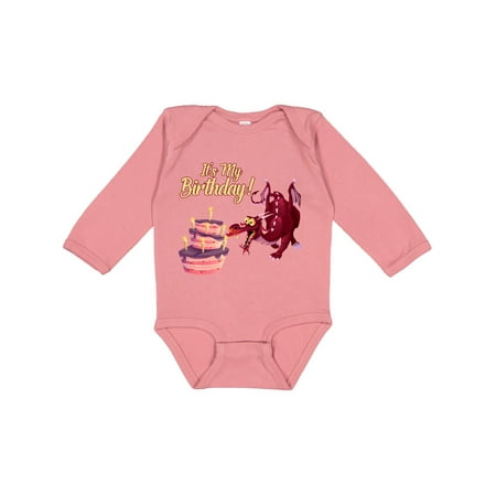 

Inktastic It s My Birthday Dragon Boys or Girls Long Sleeve Baby Bodysuit