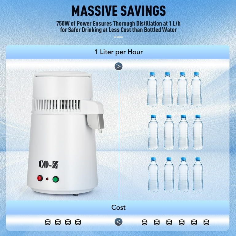 Water Distiller 蒸溜水器 Amazon | CO-Z 水蒸留器 4L 蒸留水メーカー ガラスポット付き つや消し