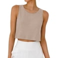 thumbnail image 4 of Crop Tops for Women Tank Summer Casual Sleeveless Loose Fit Basic Shirts Fashion 2026 by Yigetop Khaki L, 4 of 7