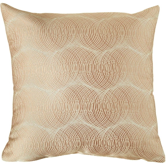 Violet Linen Circular Full Concentric Rings Spiral Pattern, Polyester Jacquard, Damask Poly, , Beige, 18 Inch by 18 Inch, Decorative Throw Pillow