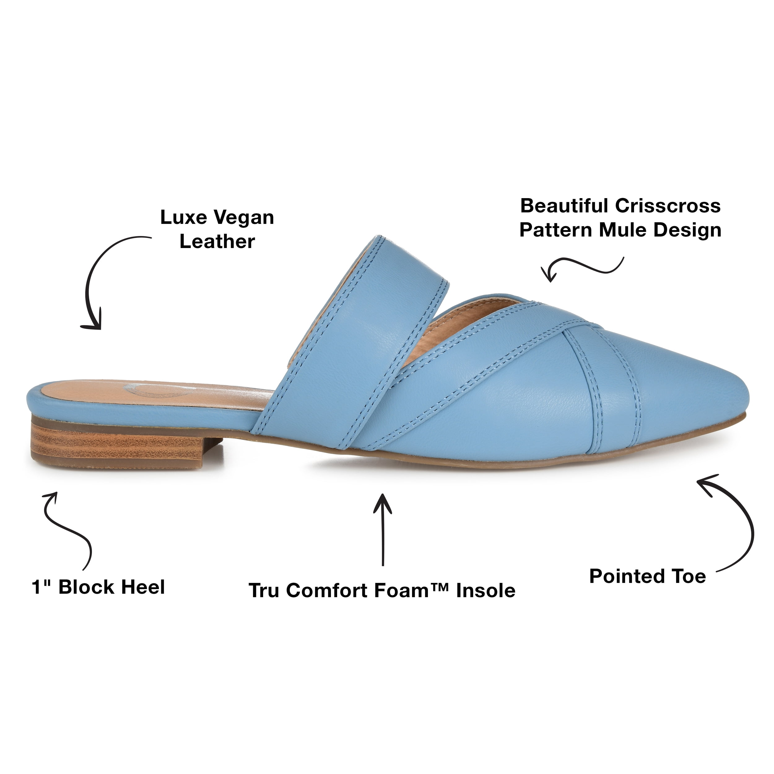 Journee Womens Stasi Narrow Width Slip On Pointed Toe Mules Flats