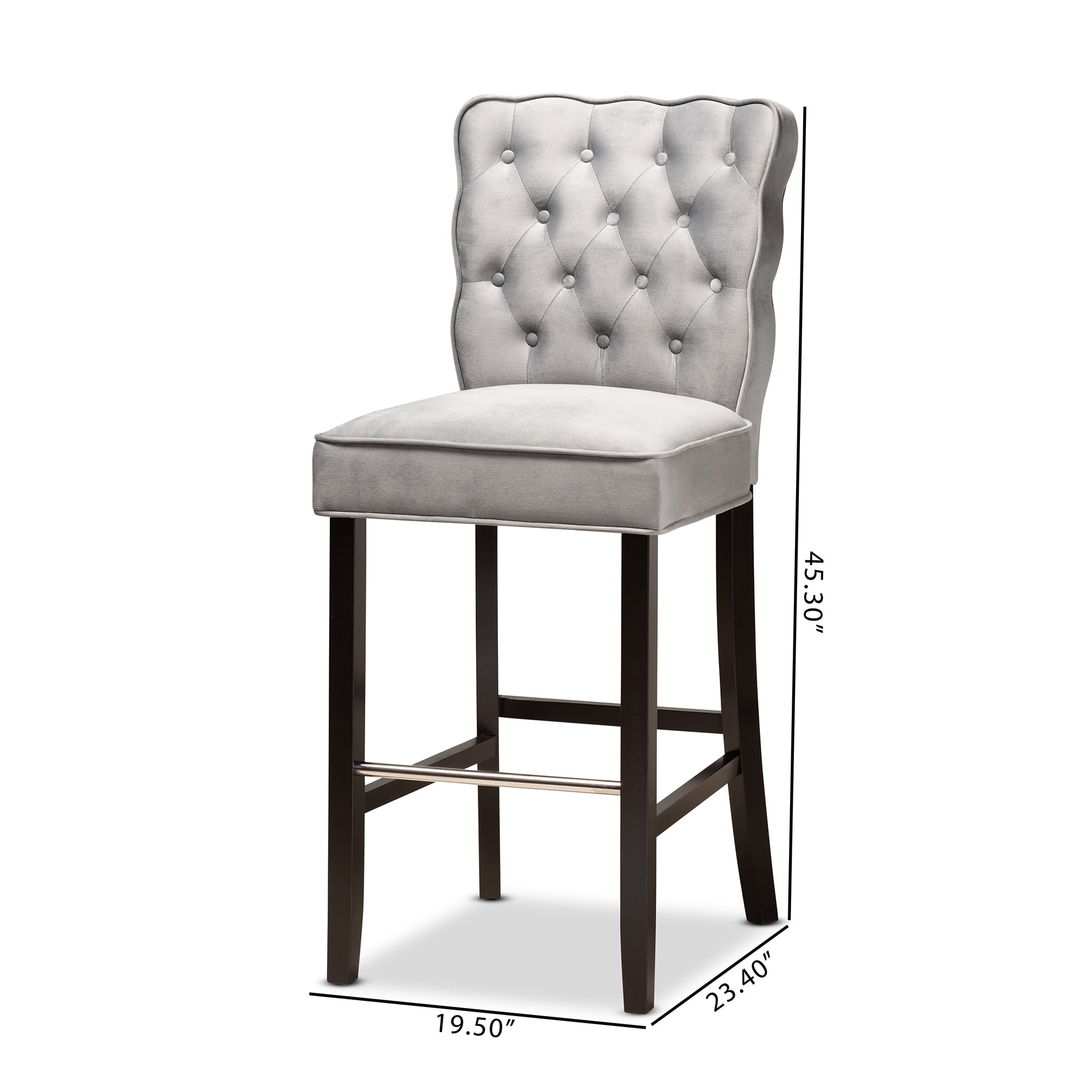 Baxton Studio Daphne Bar Stool, Dark Grey, Set of 2