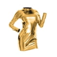 thumbnail image 6 of iiniim Women's Shiny Metallic Mock Neck Long Sleeves Bodycon Mini Club Party Dress with Headband Gold L, 6 of 7