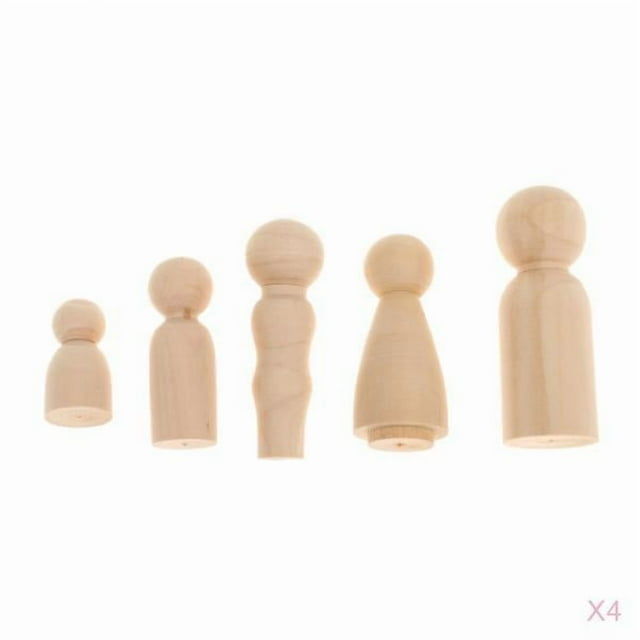 5pcs De Madera Muñecos De Palo Personas Peg Muñecas De La Familia De Madera DIY Crafts Primero De La Torta