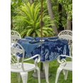 thumbnail image 4 of Outdoor Tablecloth with Umbrella Hole Zipper Navy Blue Coastal Round Tablecloth 54" Waterproof Outside Table Cloth Nautical Ocean Seahorse Coral Shell Patio Table Cover Tablecloths for Picnic Party, 4 of 8