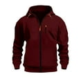 thumbnail image 6 of qolati Zip Up Hoodies For Men Fall Winter Casual Hooded Sweatshirt Fashion Fleece Lined Workout Jackets with Pockets Wine L, 6 of 6