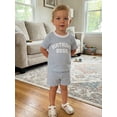 thumbnail image 4 of BemeyourBBs Toddler Baby Boys Birthday Outfits 1 2 3 4 Years Old Birthday Summer Clothes Birthday Dude Letter Embroidery Short Sleeves T-Shirt and Elastic Waist Pockets Shorts Set, 4 of 9