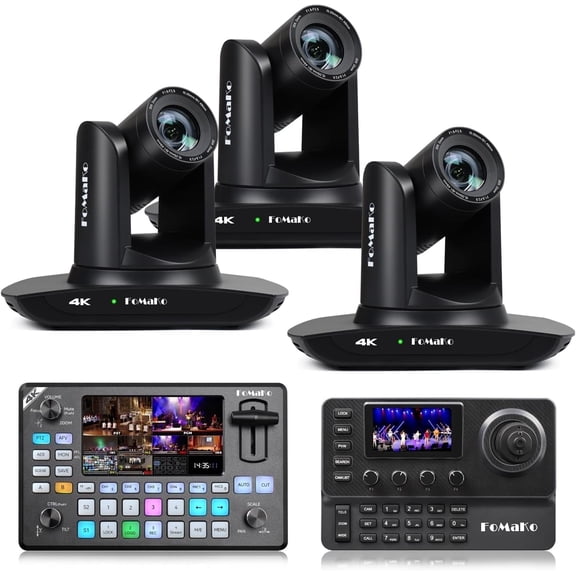 FoMaKo 4K PTZ Camera HDMI NDI 20X Live Streaming Camera Bundle(K20UHX3 KC602 KC606)