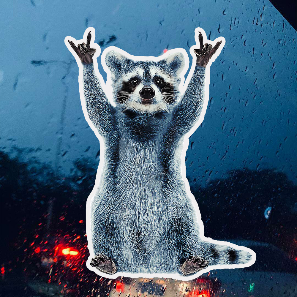 Rocking Raccoon Sticker Funny Raccoon Cute Car Decal Inches Yeti Cup  Vinyl Cooling Box Waterproof Sticker Decal Wall Window Bumper Sticker 