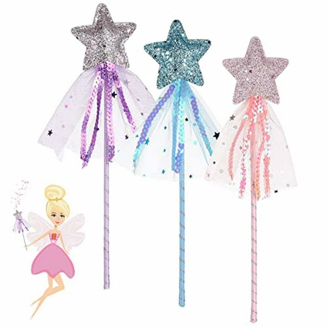 Yingyy 3 Pcs Baguette Étoilée pour Filles Portable à Long Manche Jouet de Fête de Vacances Réutilisable