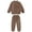 Coffee, variant on Hrsba Kids Boys and Girls Satin Like Solid Outfit Set Long Sleeve Top and Pants 2 Piece Loungewear Winter Home Everyday Wear Set