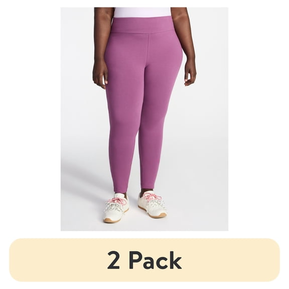 (2 pack) Terra & Sky Women's Plus High Waist Ankle Length Leggings, 27" Inseam, Sizes 0X-5X
