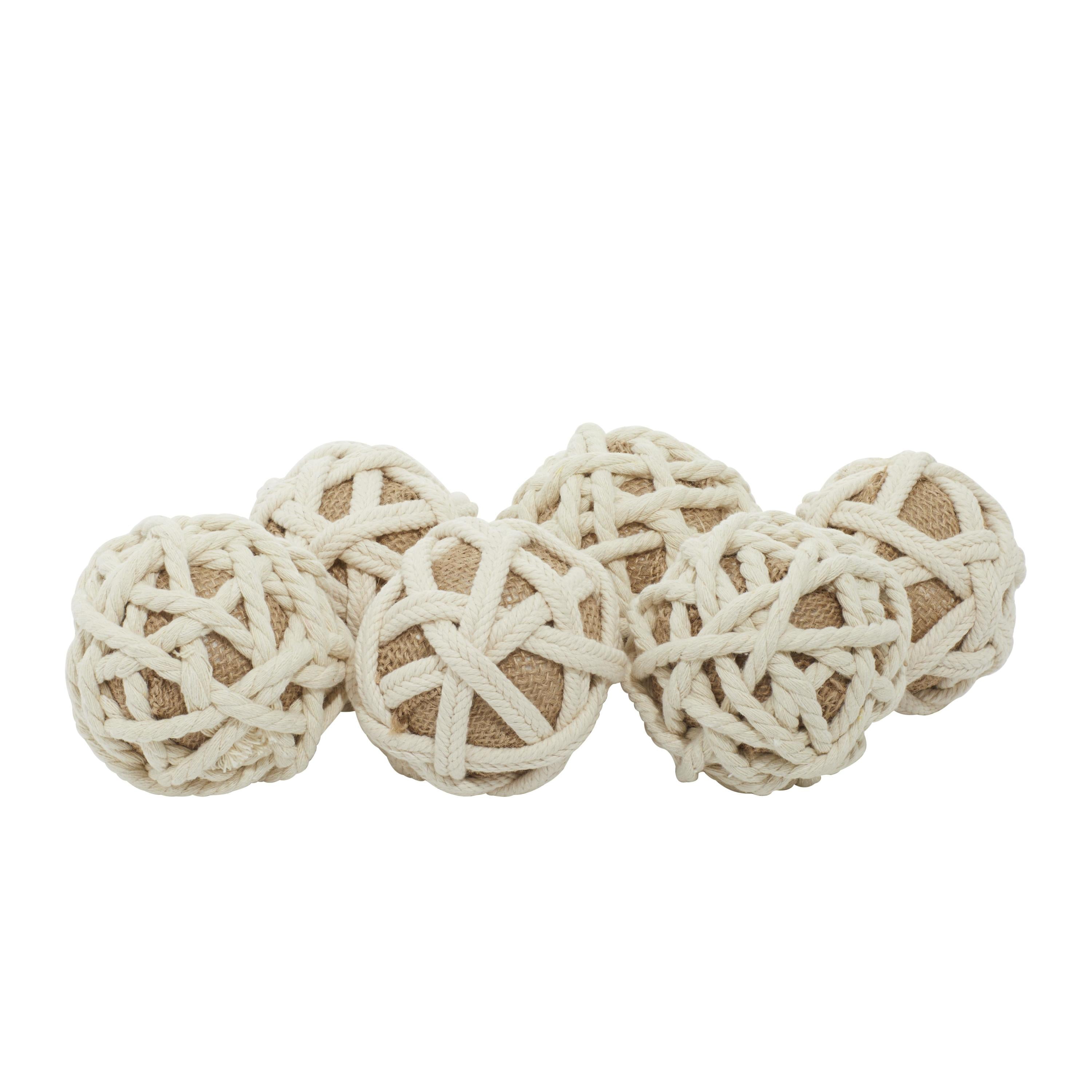 DecMode Brown 4" Handmade Woven Jute Rope Orbs & Vase Filler (6 Count)
