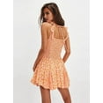 thumbnail image 3 of Summer Casual Cute Floral Flowy Square Neck Sundressses Beach Dress for Women Orange S, 3 of 5