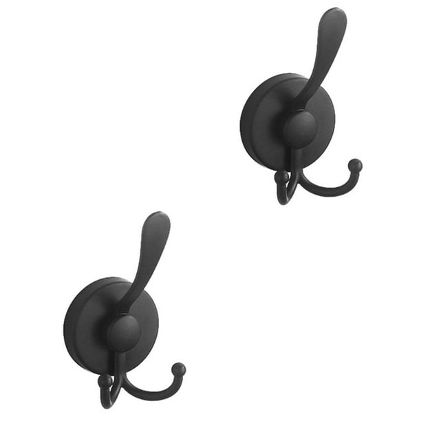 Naiovety Ganchos de ventosa para ducha, ganchos de toalla negros para azulejos de baño elegantes para colgar toallas de acero inoxidable Decoración del hogar 2 piezas