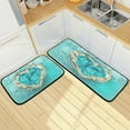 thumbnail image 2 of Turquoise Roses Kitchen Mats Flowers Green Teal Kitchen Rugs Runner Laundry Rug Non Slip Floor Door Mats Soft Doormats Carpet Home Decor Set of 2, 2 of 6