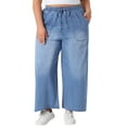 thumbnail image 2 of DARING DIVA Women's Plus Chambray Baggy Fit Jeans Denim Pants with Pockets 1X Light Blue, 2 of 5