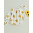 thumbnail image 2 of Wassery Baby Girl 2Pcs Fall Outfits Long Sleeve Cherry/Sun Print Frill Bodysuit with Headband Set 3 6 9 12 Months Infant Clothes, 2 of 8
