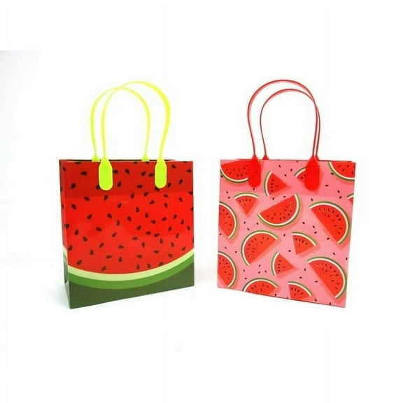Tinymills Assorted Plastic Reusable Gift Bags Themed Summer Party Favor Bags with Handles for Kids Birthdays Pack of 12