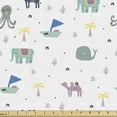 thumbnail image 1 of Tropical Fabric by the Yard, Exotic Animals Camel Whale Palm Trees Octopus Cartoon, Upholstery Fabric for Dining Chairs Home Decor Accents, Multicolor by Ambesonne, 1 of 5