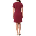 thumbnail image 3 of INSPIRE CHIC Knee Length Dress for Women Crew Neck Short Sleeve Pearls Decro Bodycon Business Work Elegant Dresses M Wine Red, 3 of 6
