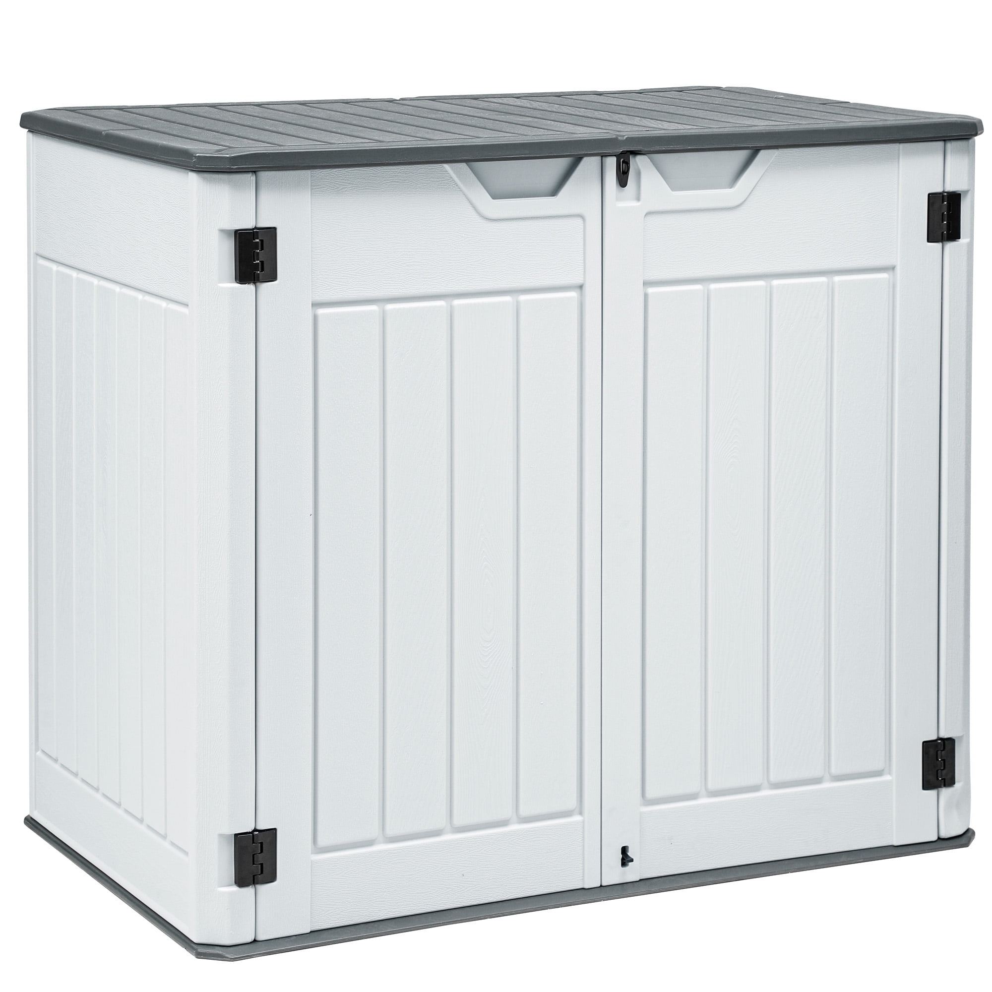 Uforic Outdoor Resin Tool Locker Without Shelf, Lockable Door & Lift-up Roof, 47 Cu Ft, Light Gray