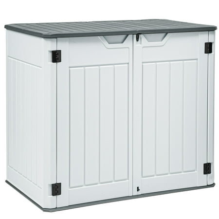 Uforic 4.5x4ft Horizontal Resin Outdoor Storage Shed Waterproof & Lockable White