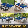 thumbnail image 5 of Navy Blue Christmas Table Cloths for 5 Foot Rectangle Tables, Xmas Tree Ball Winter Modern Art Patio Waterproof Elastic Fitted Tablecloths, Washable Rectangular Table Cover for Camping, 5 of 8
