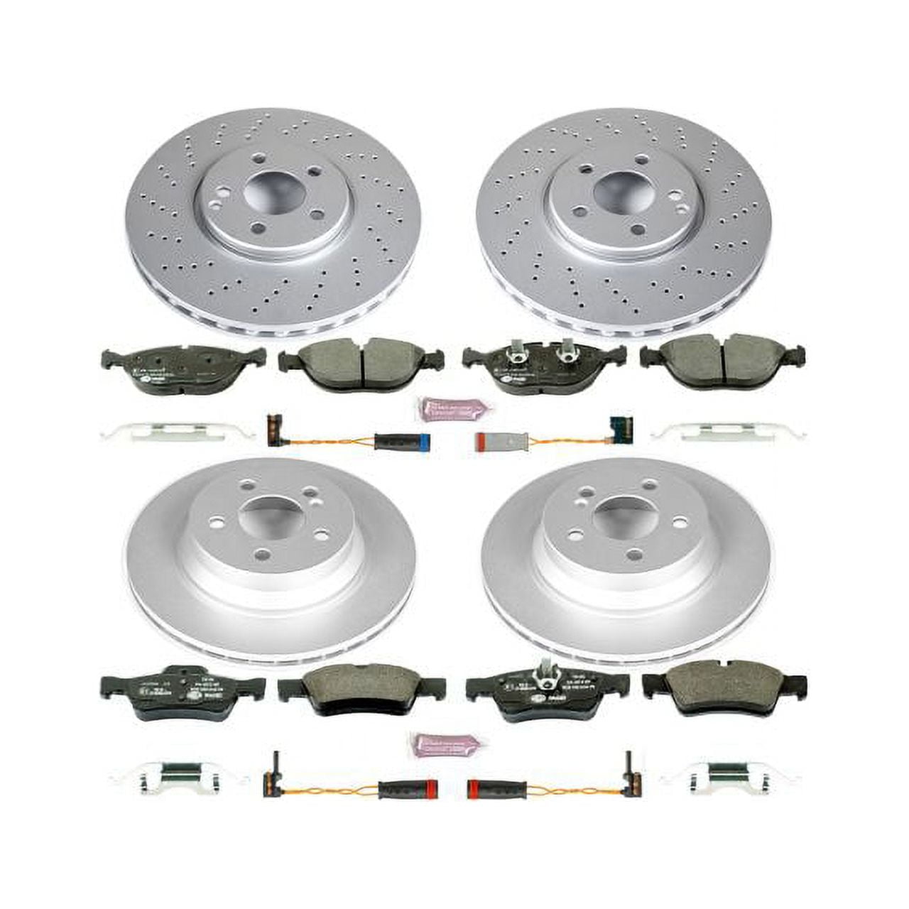 Power Stop Front and Rear Euro-Stop ECE-R90 Certified Brake Pad and Rotor Kit ESK4517