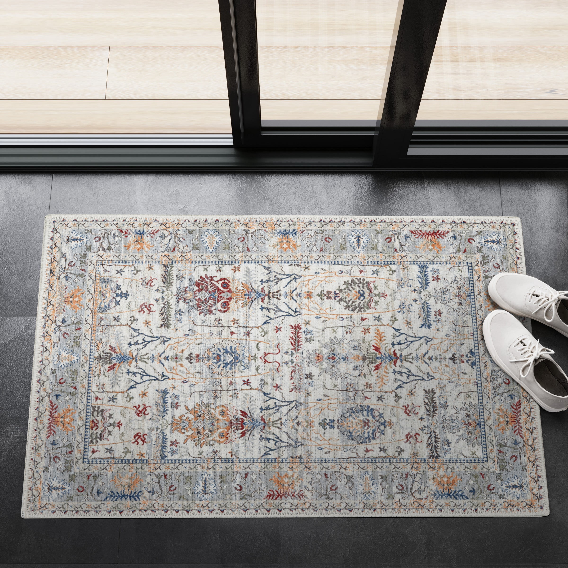 Adiva Rugs Machine Washable Area Rug With Non Slip Backing For Living 