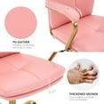 thumbnail image 5 of PU Leather Office Chair with Arms, Adjustable Height 360° Swivel with Wheels, Mid-Back Upholstered Desk Chair for Home Office, Vanity, or Study (Pink), 5 of 8