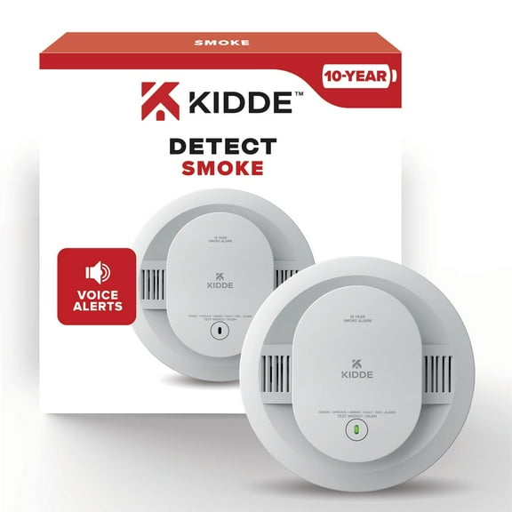 Kidde 10-Year Battery Smoke Detector, Voice Alerts & LED Warning Lights