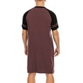thumbnail image 6 of DODOING Mens Sleep Shirt Sleepwear Raglan Sleeve Nightshirt Patchwork Button Placket Long Lightweight Loose Sleepshirt Homewear Red, 6 of 8