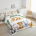 thumbnail image 3 of Feelyou Kawaii Dalmatian Dog Full Size Comforter Sets for Kids, Hippo Zebra Wildlife Bedding Comforter Set, Green Leaf Plant Reversible Bedding Sets, Ultra Soft Bedroom Decor, 3 Pieces, 3 of 8