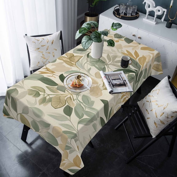 Sage Green Yellow Botanical Tablecloth Rectangle Table Cloth 60x120 , Waterproof Tablecloth Outdoor Table Cloth, Spring Summer Vintage Washable Table Cover for Kitchen Dining Party