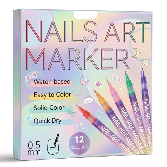12 Color 3D Nail Art Pens Set, Nail Point Graffiti Dotting Pen Drawing Painting Liner Brush for DIY Nail Art Beauty Adorn Manicure Tools