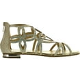 thumbnail image 2 of FOREVER TORY-63 Womens Cut Out Back Zip Flat Sandals, Gold, 6.5, 2 of 4