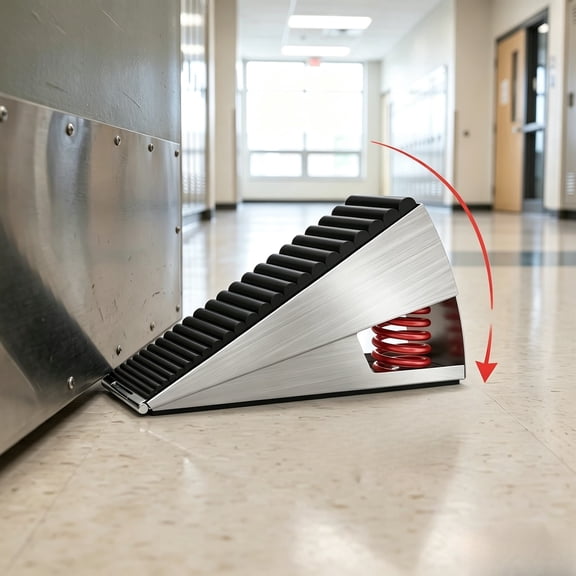 Door Stoppers for Bottom of Door – Heavy Duty Spring Metal Door Stop Wedge, Adjustable 3" Tall with Rubber Grip for Carpet, Tile, Home, School Wall Protector
