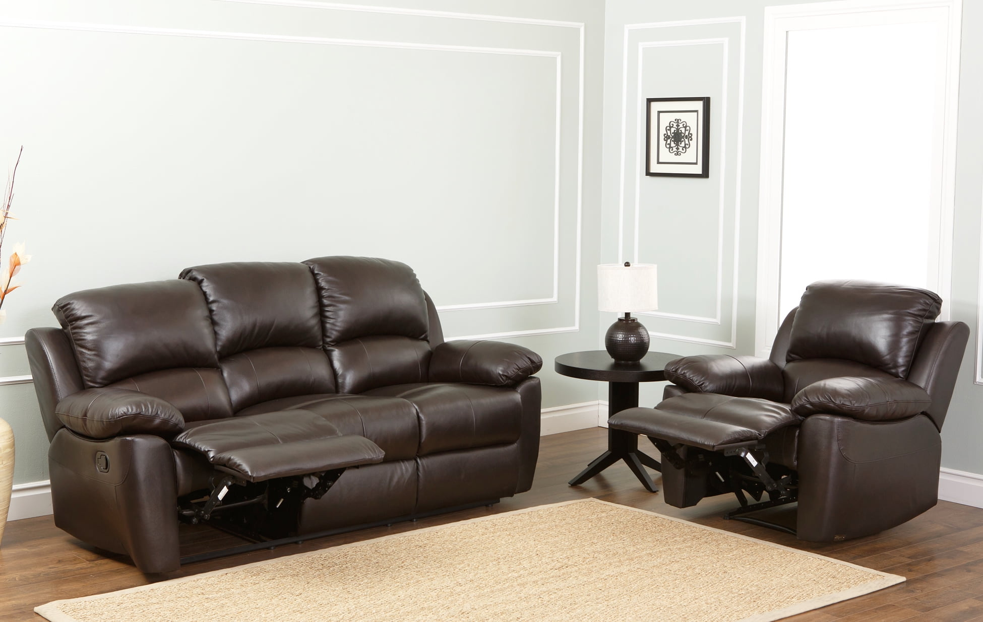 Devon And Claire Tuscan Brown Leather Sofa And Recliner Walmart Com Walmart Com