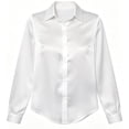 thumbnail image 5 of Tops for Women 2026 Satin Emulation Silk Long Sleeve Button Down Shirt, 5 of 5