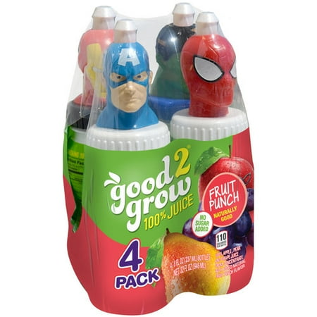 In Zone Good 2 Grow 100% Juice Fruit Punch, 8 Fl. Oz., 4 Count