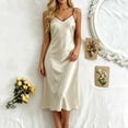 thumbnail image 6 of XuJwPNcy Satin Nightgowns for Women Sleeveless Spaghetti Strap Sleep Dress V Neck Long Nightwear Summer Comfy Sleepwear, 6 of 7