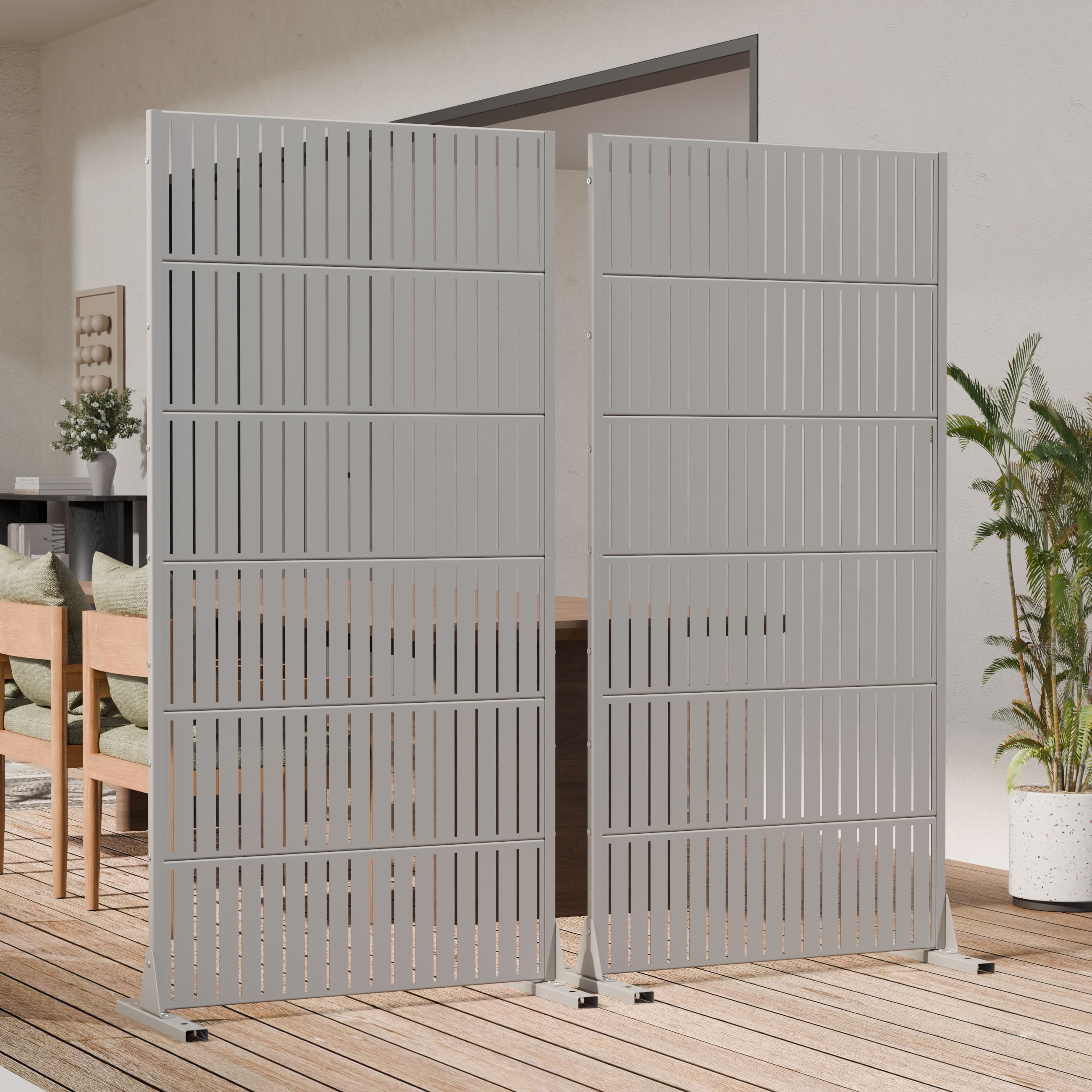 MAYEERTY 72*35in Outdoor Privacy Screen, Backyard Garden Metal Privacy Fence, Pool Privacy Panel for Patio, Balcony