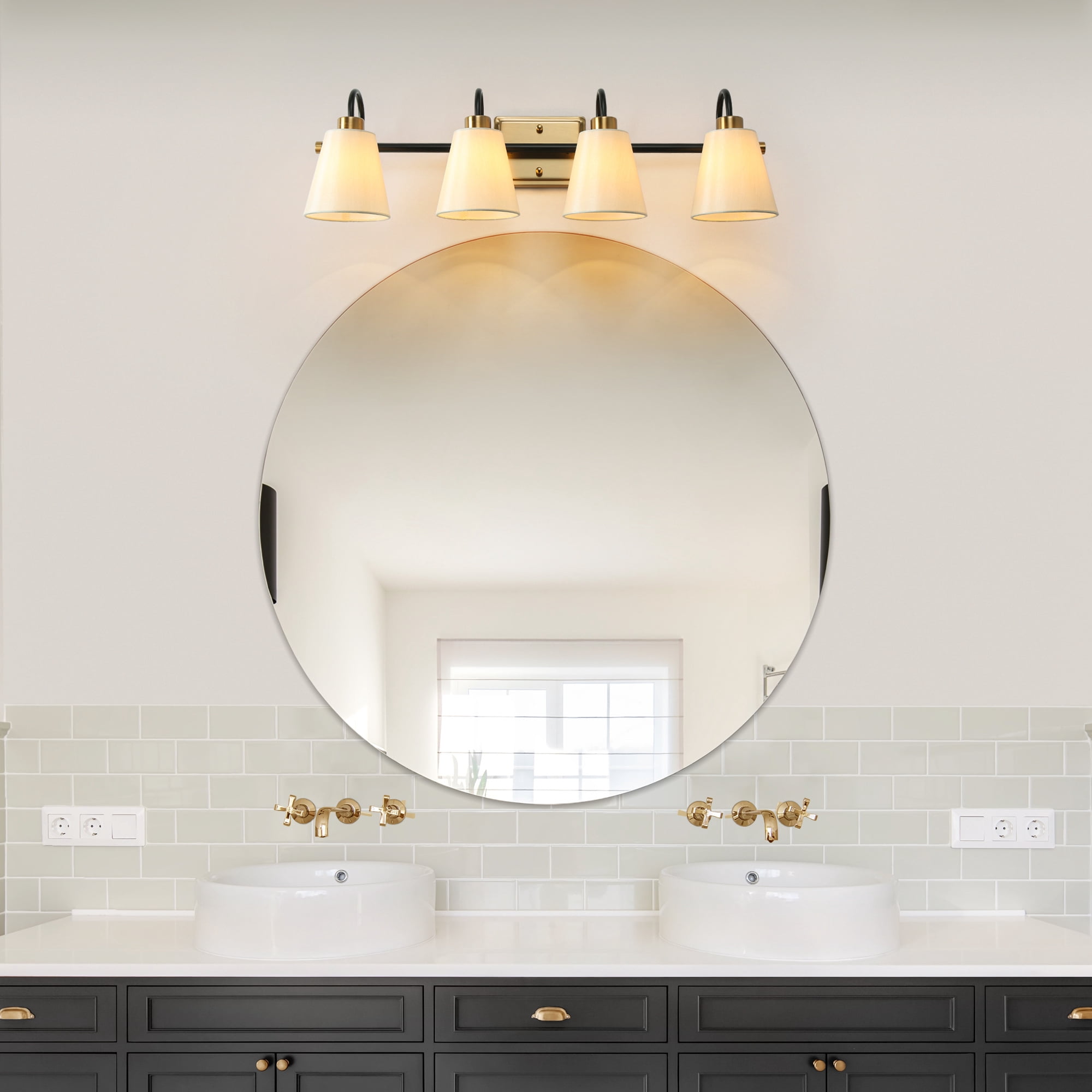 LNC Jacarmellia 28-in 4-Light Matte Black LED Modern/Contemporary Vanity Light Bar